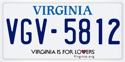 VA license plate VGV5812