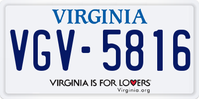 VA license plate VGV5816