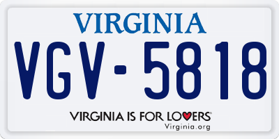 VA license plate VGV5818