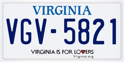 VA license plate VGV5821