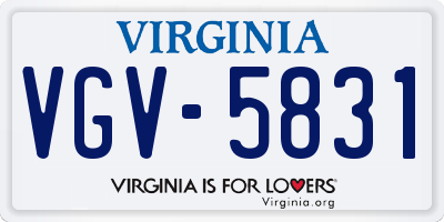 VA license plate VGV5831