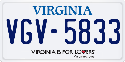VA license plate VGV5833