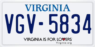 VA license plate VGV5834