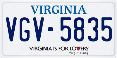 VA license plate VGV5835