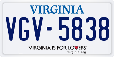 VA license plate VGV5838