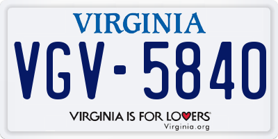 VA license plate VGV5840