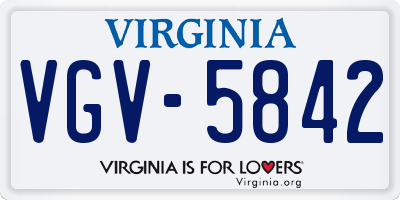 VA license plate VGV5842