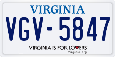 VA license plate VGV5847