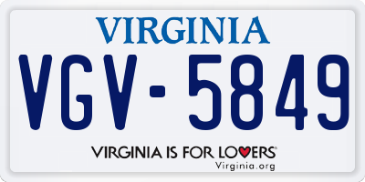 VA license plate VGV5849