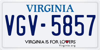 VA license plate VGV5857