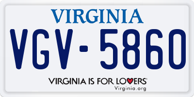 VA license plate VGV5860