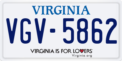 VA license plate VGV5862