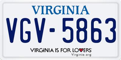 VA license plate VGV5863