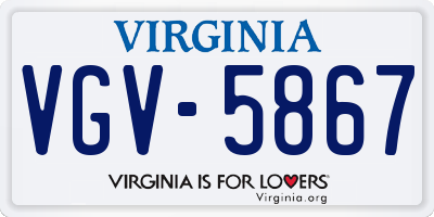 VA license plate VGV5867