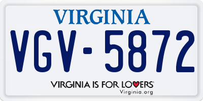 VA license plate VGV5872