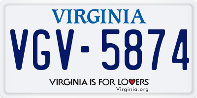 VA license plate VGV5874