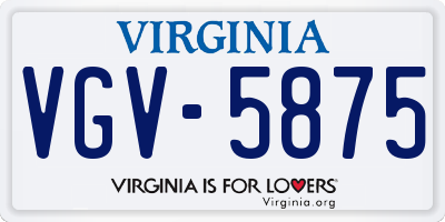VA license plate VGV5875