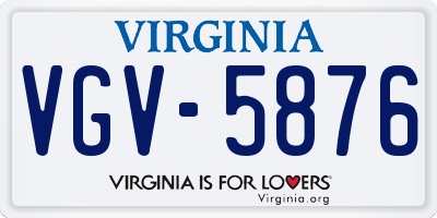 VA license plate VGV5876