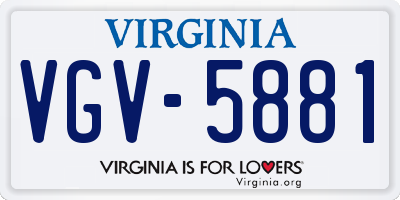 VA license plate VGV5881