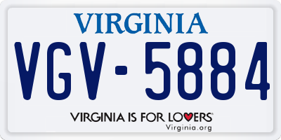 VA license plate VGV5884