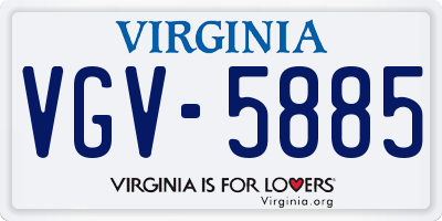 VA license plate VGV5885