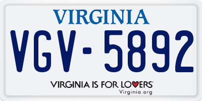 VA license plate VGV5892