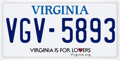 VA license plate VGV5893