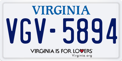 VA license plate VGV5894
