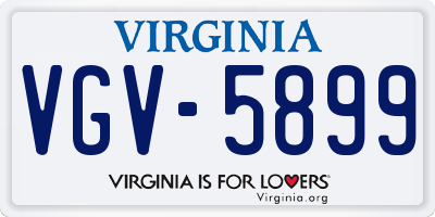 VA license plate VGV5899
