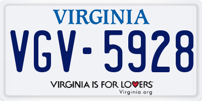VA license plate VGV5928