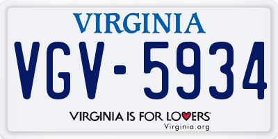 VA license plate VGV5934