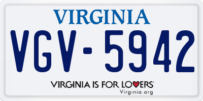 VA license plate VGV5942