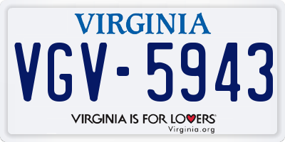 VA license plate VGV5943