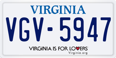 VA license plate VGV5947