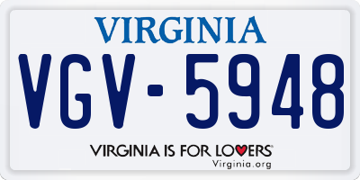 VA license plate VGV5948