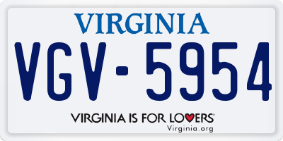 VA license plate VGV5954