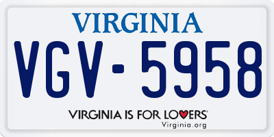 VA license plate VGV5958