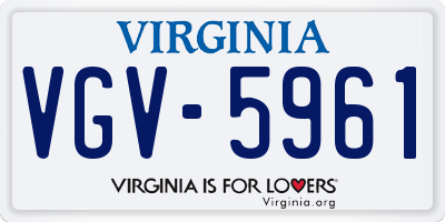 VA license plate VGV5961