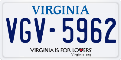 VA license plate VGV5962