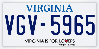 VA license plate VGV5965