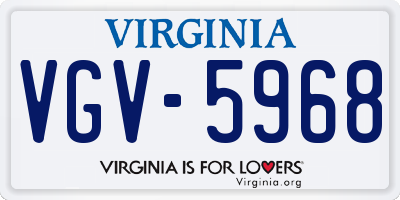 VA license plate VGV5968