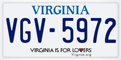 VA license plate VGV5972
