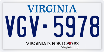 VA license plate VGV5978