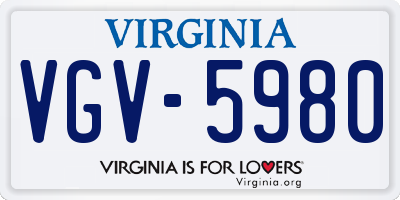 VA license plate VGV5980