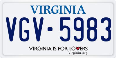 VA license plate VGV5983