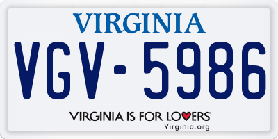VA license plate VGV5986