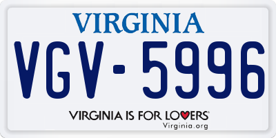 VA license plate VGV5996