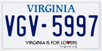VA license plate VGV5997