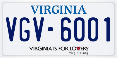 VA license plate VGV6001