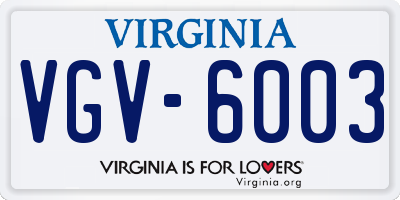 VA license plate VGV6003